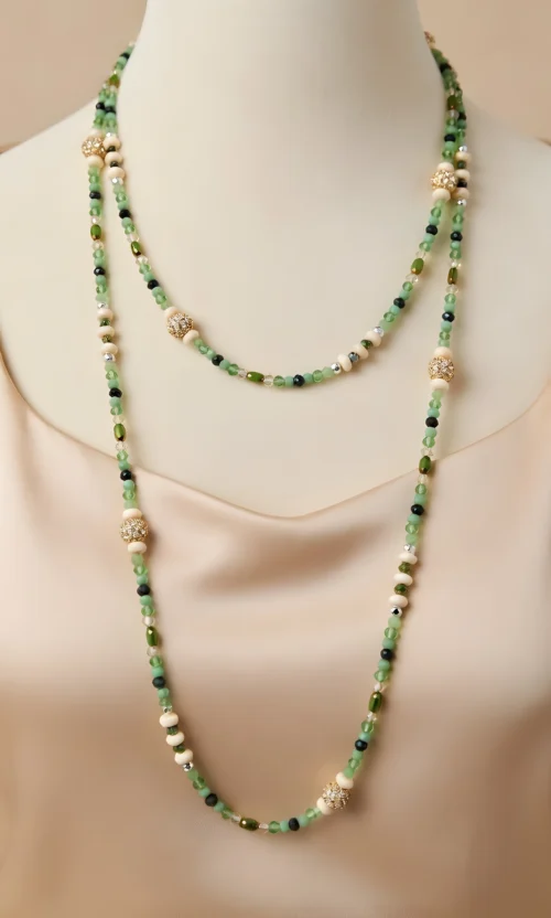 dunkelgrün gold luxuskette – mit glitzerkugeln