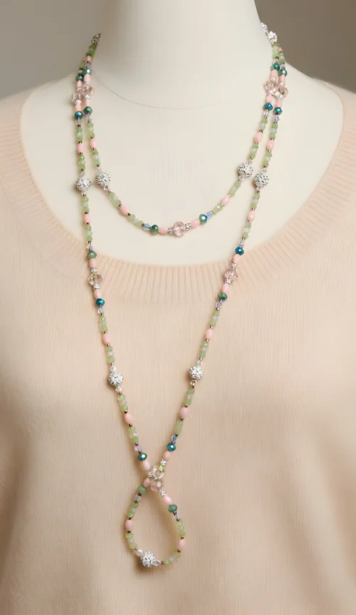pastell rosa mint glitzerkette – lange traumkette