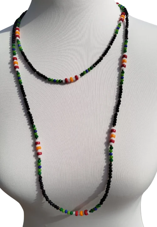 lange kette regenbogen perlen & schwarz