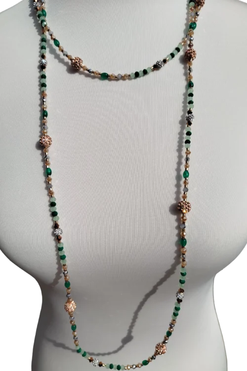 grün gold perlenkette in smaragd und champagner