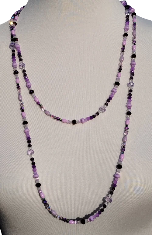 flieder perlenkette in lavendel und amethyst