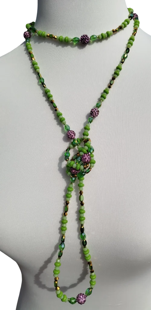 limetten perlenkette in apfelgrün und amethyst