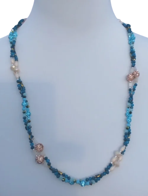 ozean perlenkette – handgefertigtes statement in türkis und sand