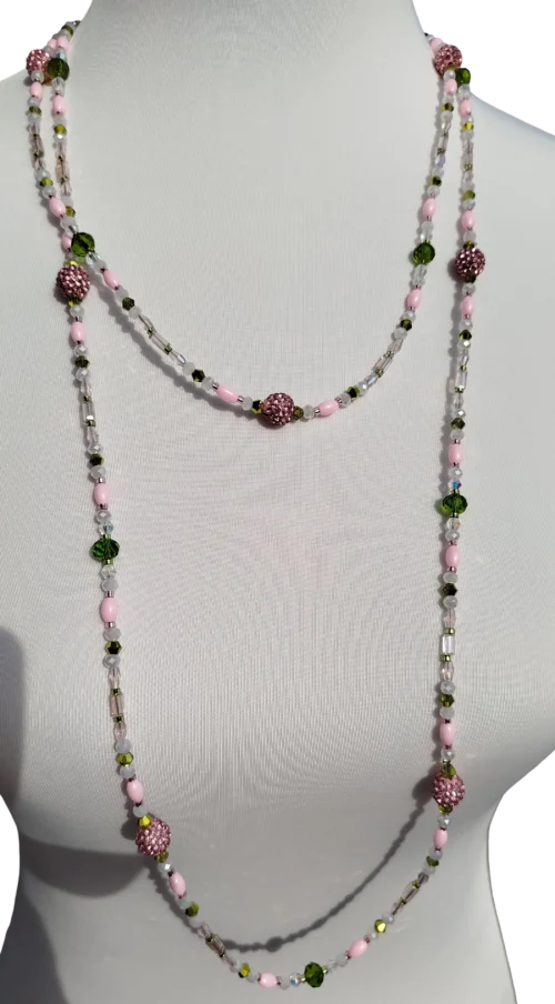 candyfloss perlenkette – handgefertigtes statement in rosa und smaragd