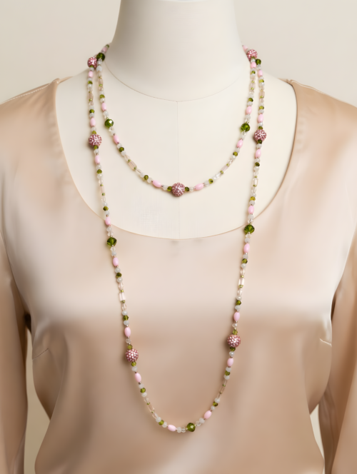 candyfloss perlenkette – handgefertigtes statement in rosa und smaragd